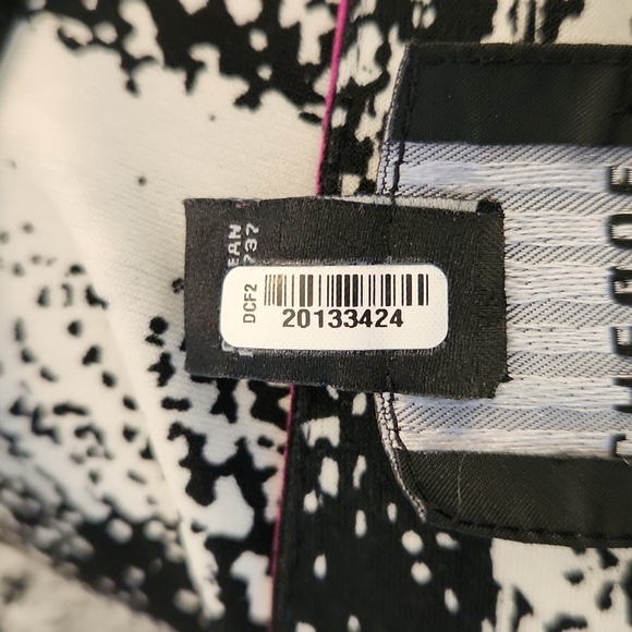 Bloomingdale's Chequer 3/4 Sleeve Black/White and Pink Detail Dress Size 4 - Picture 10 of 15